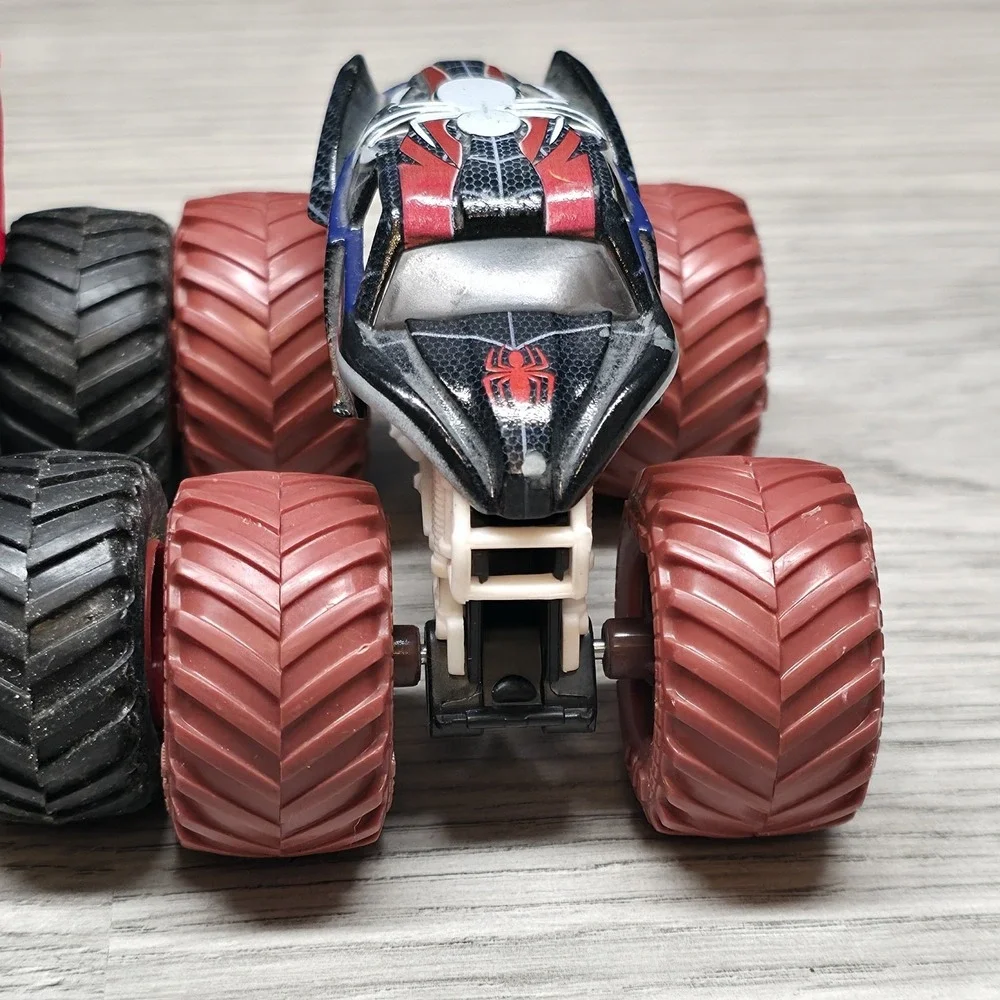 Hotwheels Monster Trucks Lot - Spider-Man, Captin America, Rare Dark Spider-Man